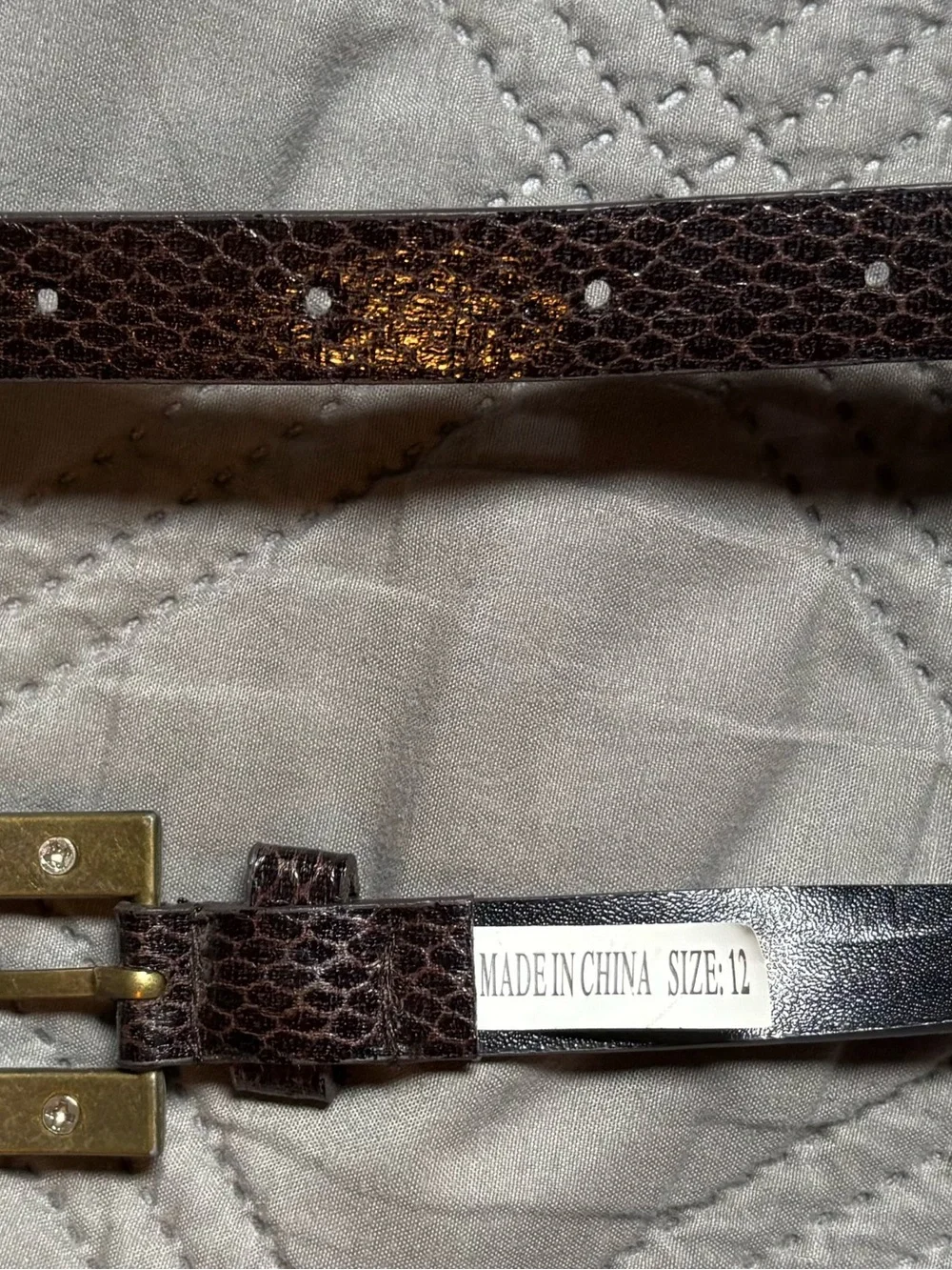 Dark Brown Skinny Belt Size 12 Antique Brass Buckle